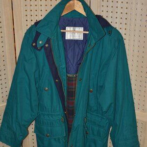 TOWNE ( LONDON FOG ) Green Thick four pocket zip front coat size L